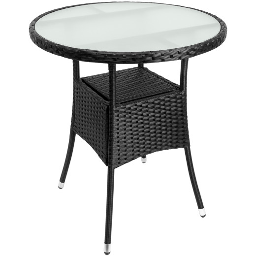 Casaria Polyrattan-Tisch Schwarz rund Ø60cm