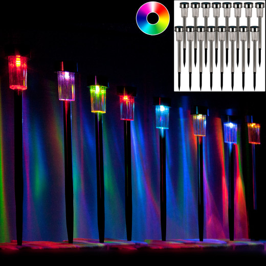 Deuba LED Solarleuchte 16er-Set Edelstahl Multicolor