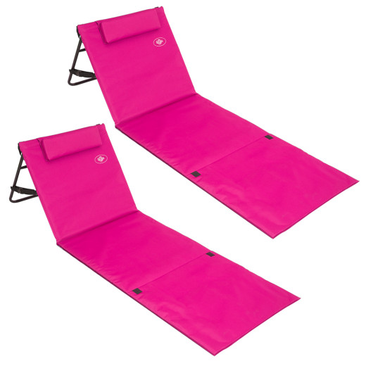 Deuba 2x Strandmatte gepolstert, mit Lehne & Kopfkissen pink