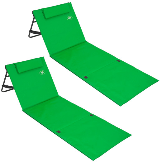 Deuba 2x Strandmatte gepolstert, mit Lehne & Kopfkissen grün