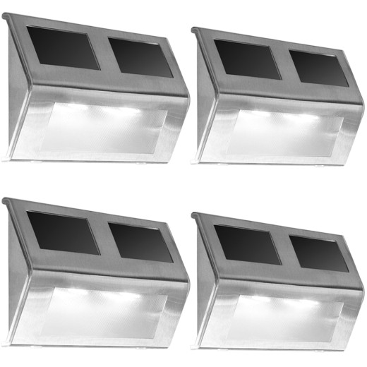Deuba LED Solar-Wandleuchte 4er-Set Edelstahl