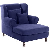 Big-Sessel inkl. 2x Zierkissen 55x55cm + 40x40cm MAREILLE-23 Veloursstoff Farbe blau Sitzhärte mittel B: 103cm T: 149cm H: 103cm