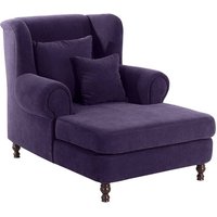 Big-Sessel inkl. 2x Zierkissen 55x55cm + 40x40cm MAREILLE-23 Veloursstoff Farbe violett Sitzhärte mittel B: 103cm T: 149cm H: 103cm
