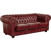 Sofa 3-Sitzer NORWIN-23 Wischleder Farbe rot Sitzhärte fest B: 200cm T: 98cm H: 74cm