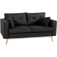 Sofa 2-Sitzer TOMME-23 Flachgewebe (Leinenoptik) Farbe schwarz Sitzhärte mittel B: 170cm T: 90cm H: 85cm
