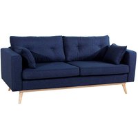 Sofa 3-Sitzer (2-geteilt) TOMME-23 Flachgewebe (Leinenoptik) Farbe dunkelblau Sitzhärte mittel B: 200cm T: 90cm H: 85cm