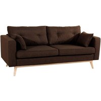 Sofa 3-Sitzer (2-geteilt) TOMME-23 Flachgewebe (Leinenoptik) Farbe schoko Sitzhärte mittel B: 200cm T: 90cm H: 85cm