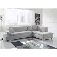 Sofa 2,5-Sitzer links mit Ecksofa rechts TERRENCE-23 feines Strukturgewebe Farbe silber Sitzhärte weich B: 270cm T: 190cm H: 76cm