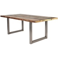 Tisch buntes Altholz TISCHE-14 200x100x77cm Platte bunt lackiert, Gestell antiksilbern Platte Altholz, Gestell Stahl
