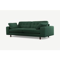 Content by Terence Conran Tobias, 3-Sitzer Sofa, Samt in Laubgruen, dunkle Holzbeine